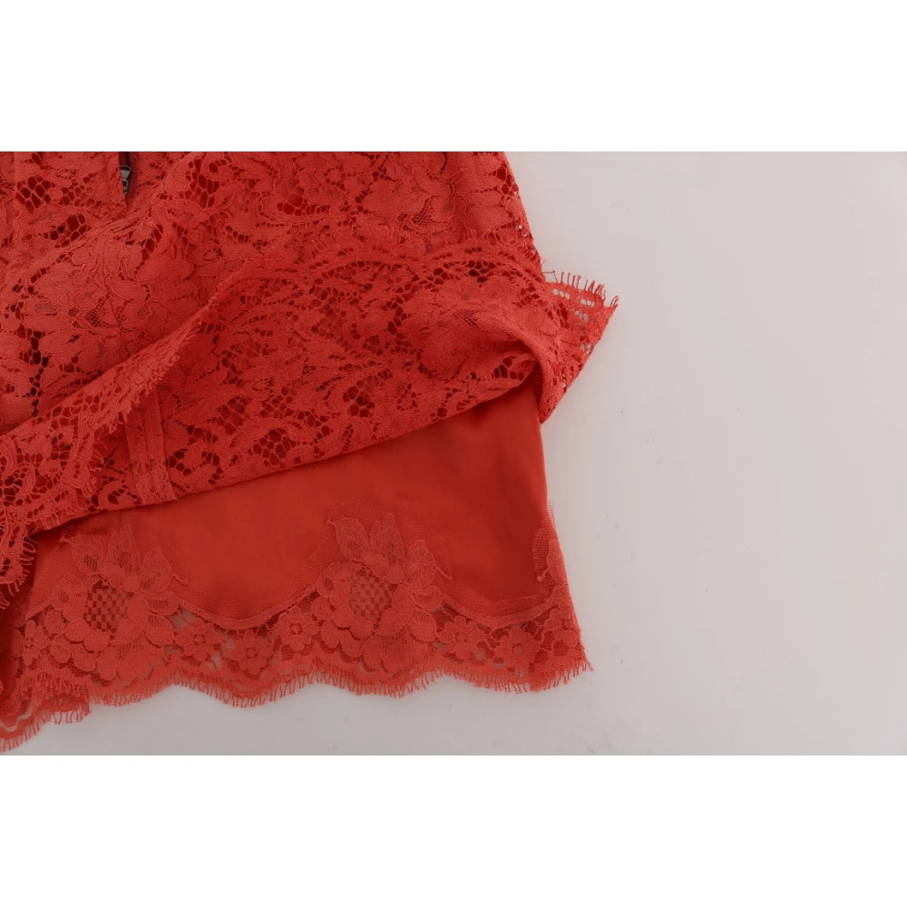 Dolce & Gabbana Oranje Kant Potlood Rok Orange Dames
