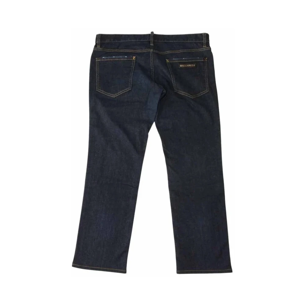 Dsquared2 Luxe Blauwe Jeans Kort Slim Fit Blue Heren