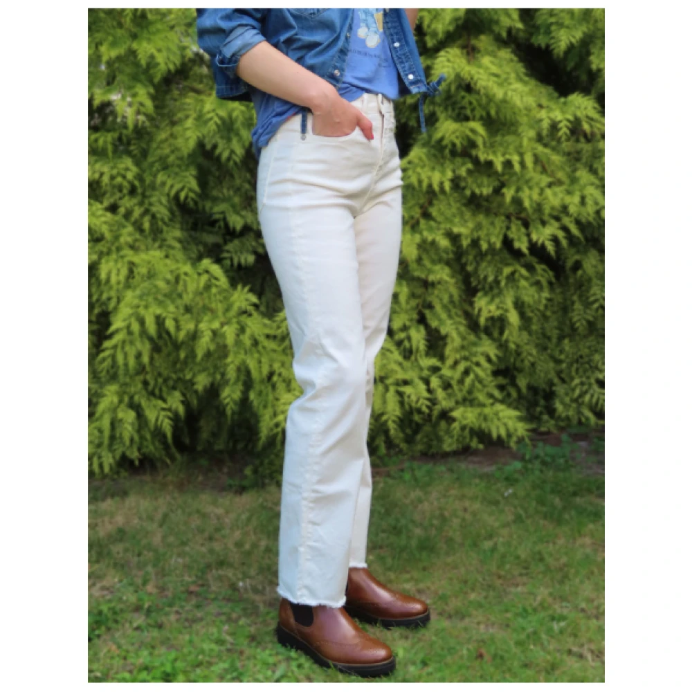 Denim Studio Salomé Katoen Elastaan Broek Beige Dames