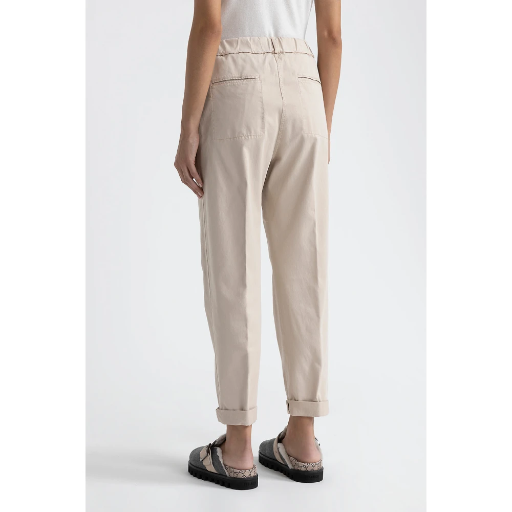 PESERICO Broek in katoen zijde keper en tencel Beige Dames