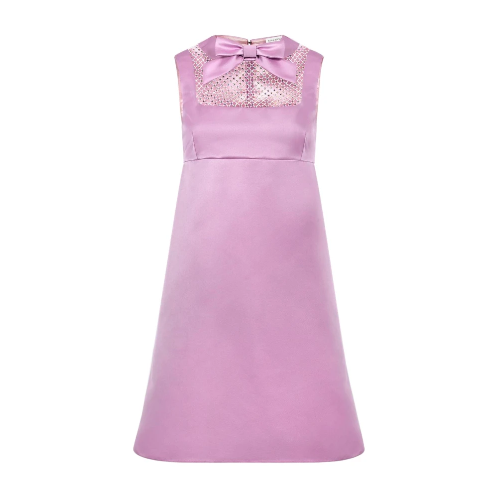 Nina Ricci Lila Satijnen Trapeze Jurk Purple Dames