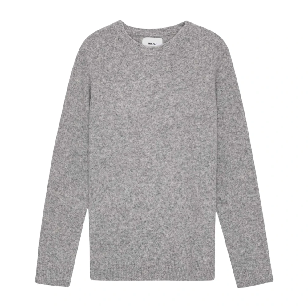 Nn07 Zachte Gebreide Crewneck Trui Grijs Melange Gray Heren