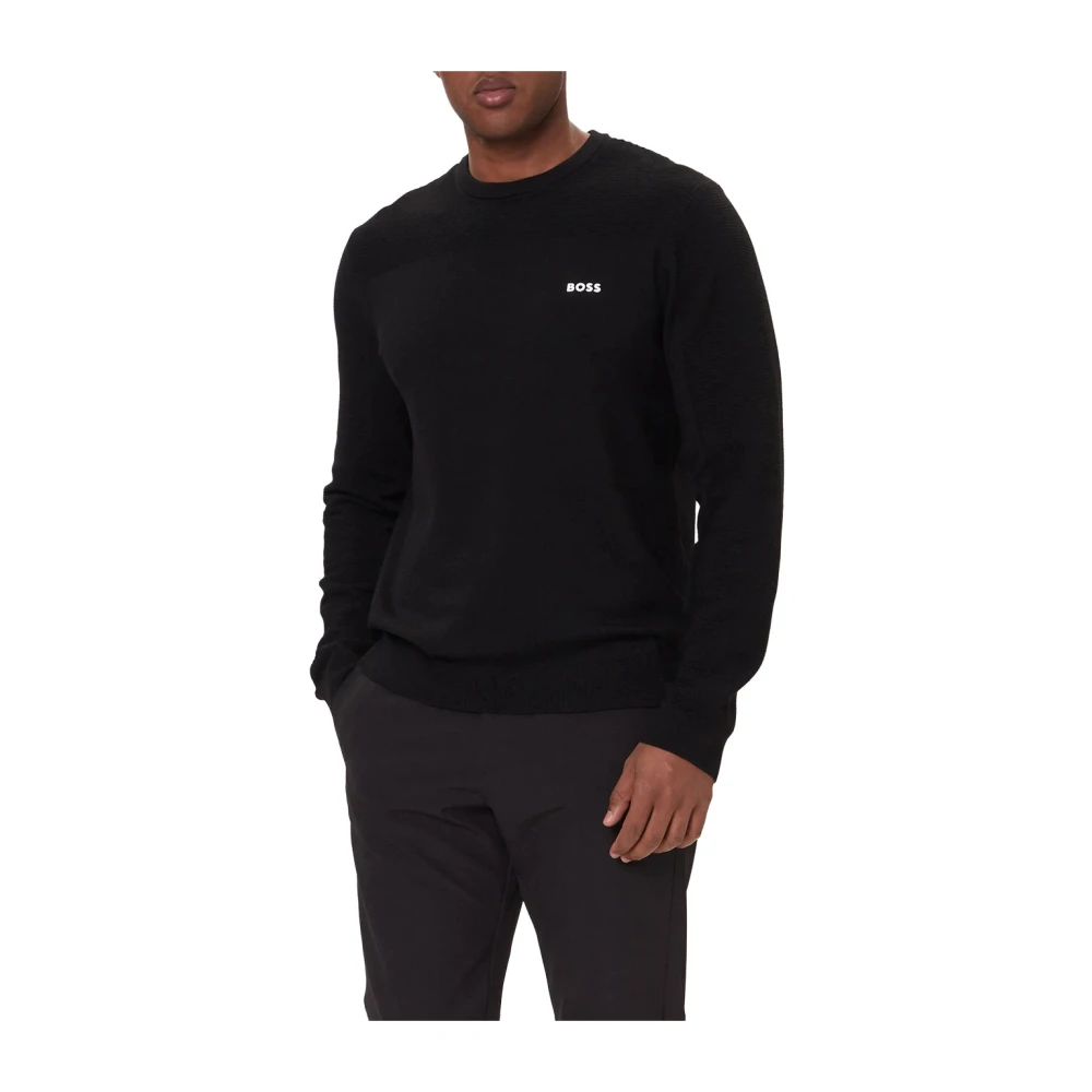 Hugo Men's Black Motum Pullover - Round-Neck Knitwear - Xl - Knitwear