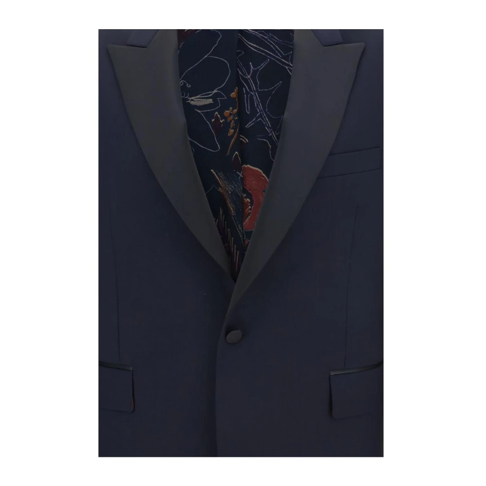 PS By Paul Smith Klassieke Wollen Blazerjas met Revers Blue Heren