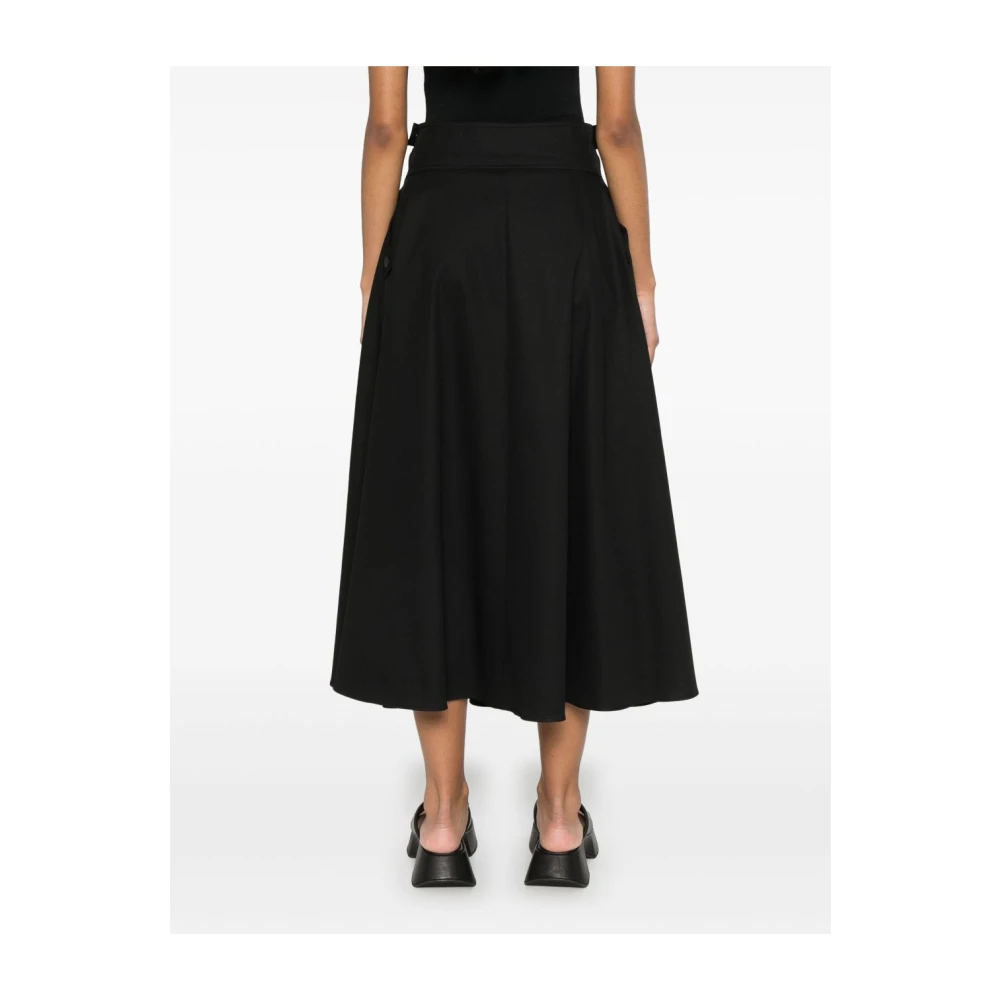 Msgm Zwarte Geplooide Rok met Zakken Black Dames