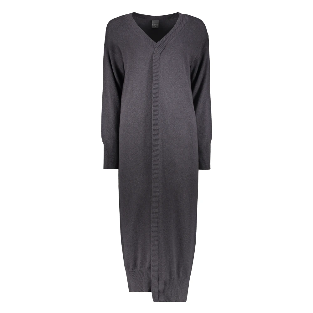 Lorena Antoniazzi Asymmetrische Gebreide Lange Jurk met Splitten Gray Dames