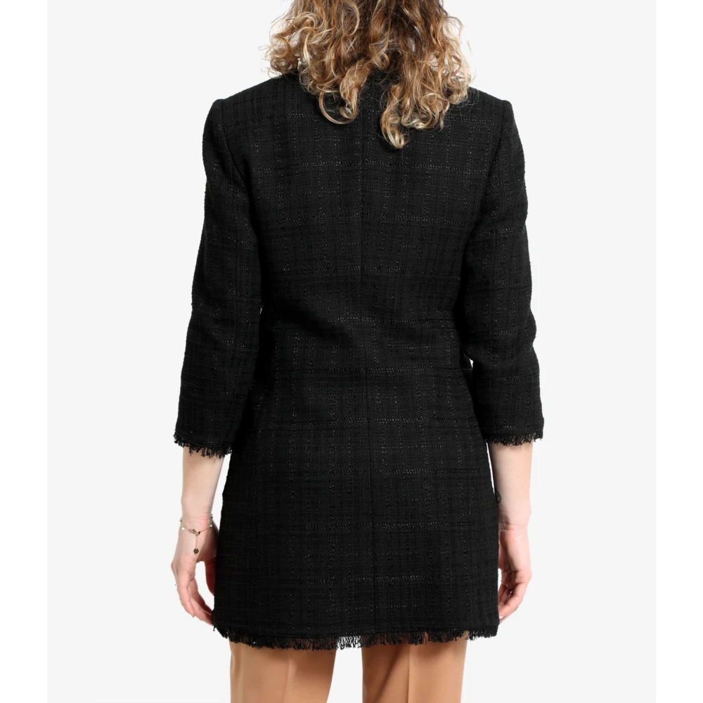 Tagliatore Zwarte V-Hals Jurk met Gouden Knopen Black Dames