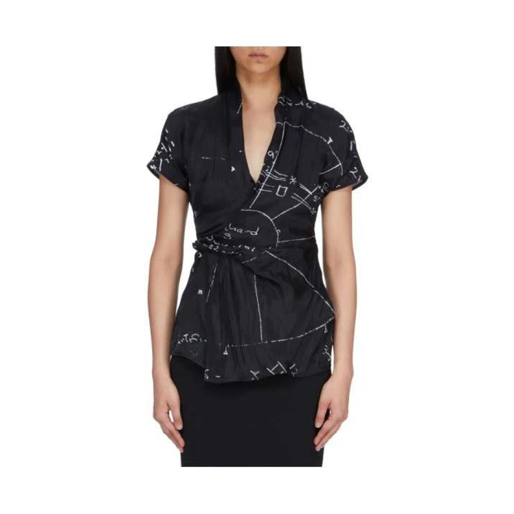 Rick Owens Women's Multicolor Blouses, L, Wrap Ss Top