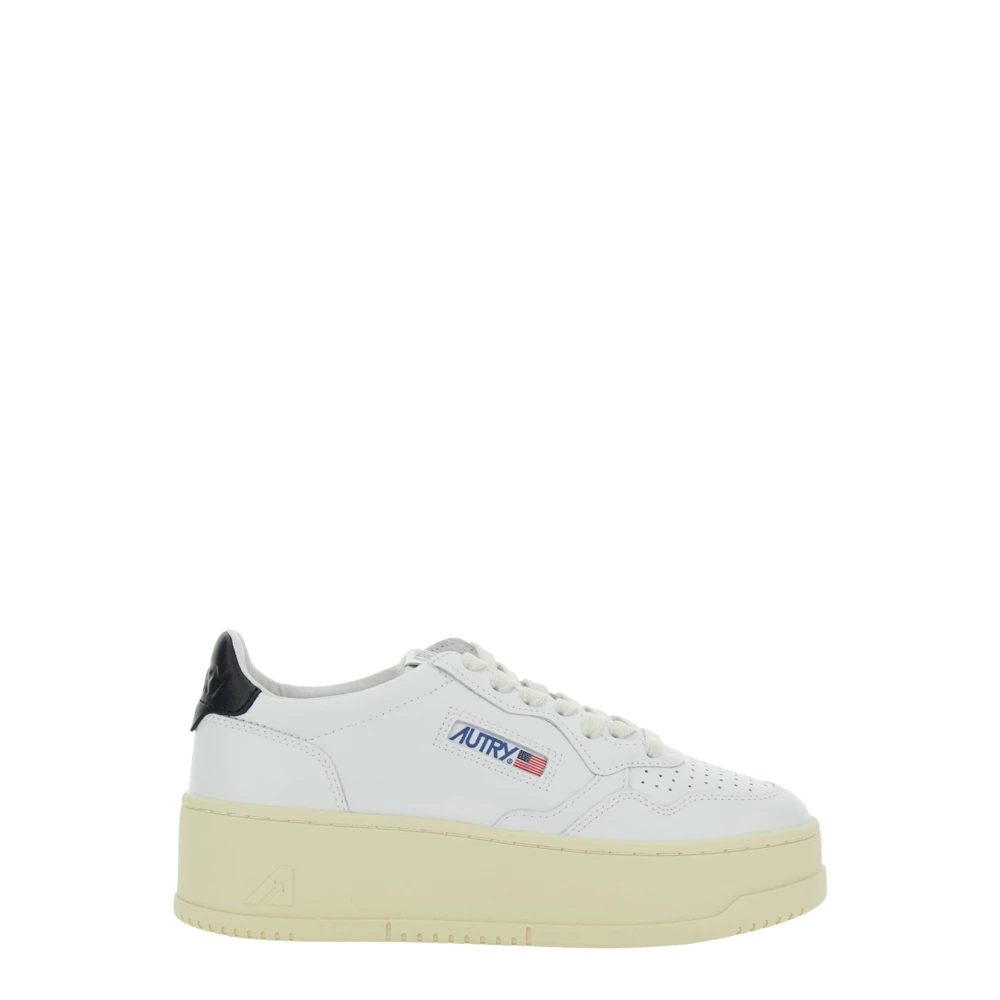 Hvite Skinn Platform Sneakers Kvinne