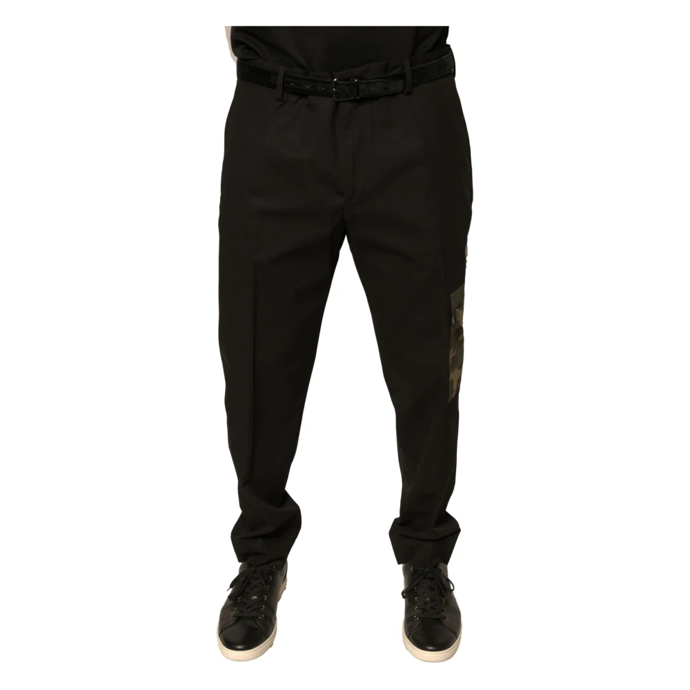 Dolce & Gabbana Zwarte Cargo Broek met Print Black Heren