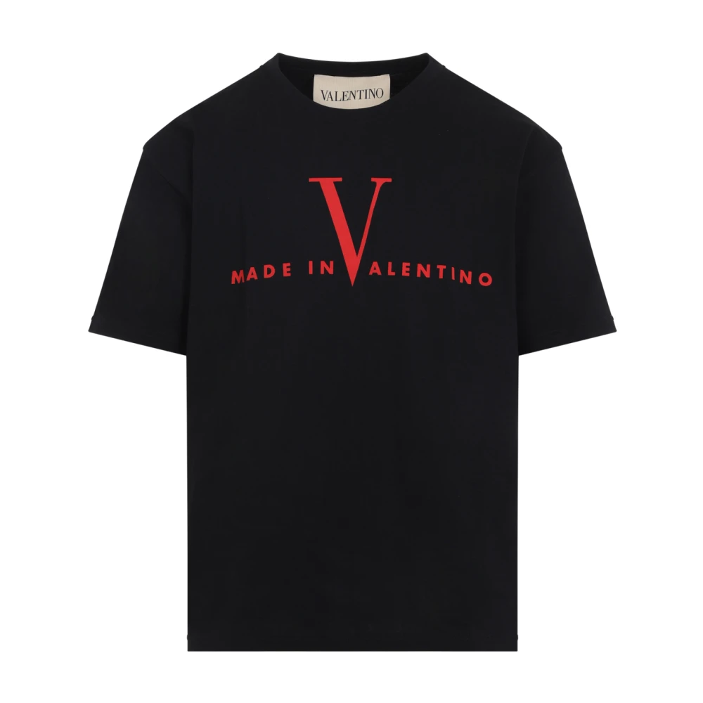 Valentino Hombre Negro - Camiseta De Algodón Con Estampado Made In - Tops - Xl - Camiseta De Algodón Con Estampado Made In