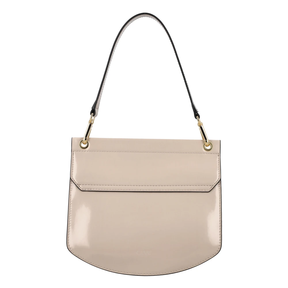 Ganni Zwarte Patentleren Handtas Gray Dames