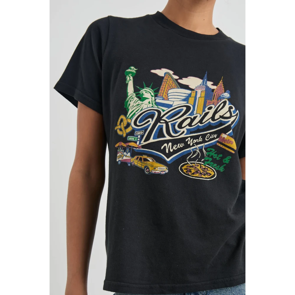 Rails NY Boyfriend Print T-shirt Black Dames