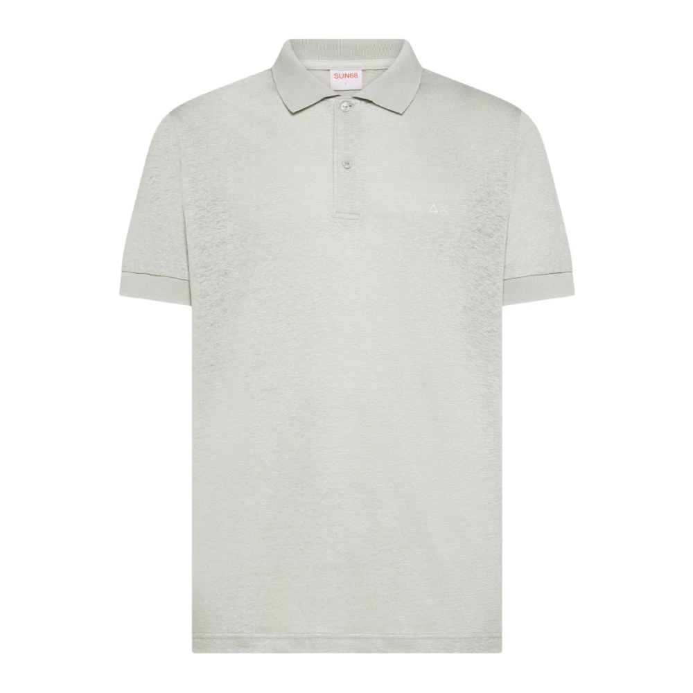 Sun68 Men's Gray Polo Shirts, S, Polo Jersey Linen S/S