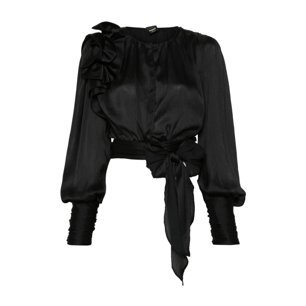 Pinko Zwarte Gekreukte Textuur Blouse Black Dames