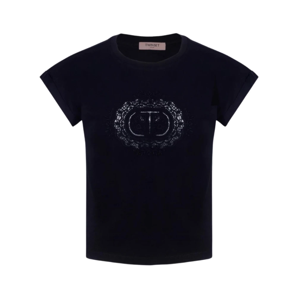 Twinset Klassieke T-shirt voor Mannen en Vrouwen Black Dames