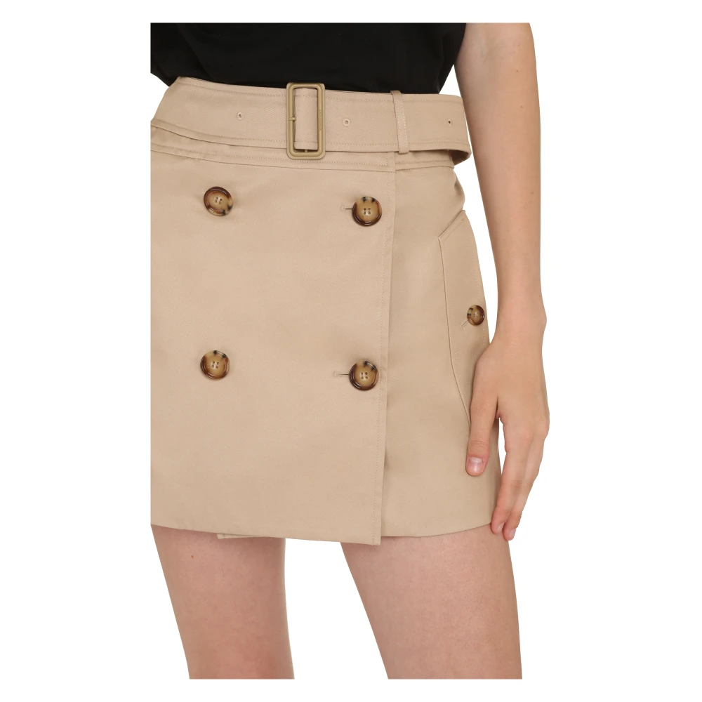 Burberry Katoenen Mini-Rok met Bijpassende Tailleband Beige Dames