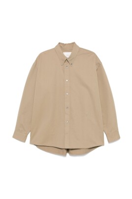 chemise-marron-a-boutons-avec-logo-brode