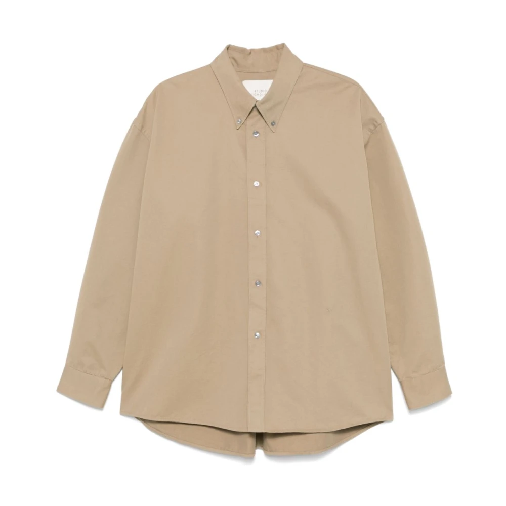 Studio Nicholson Brown Button-Down Shirt With Logo Embroidery - Male - Casual Shirts - S - Shirts