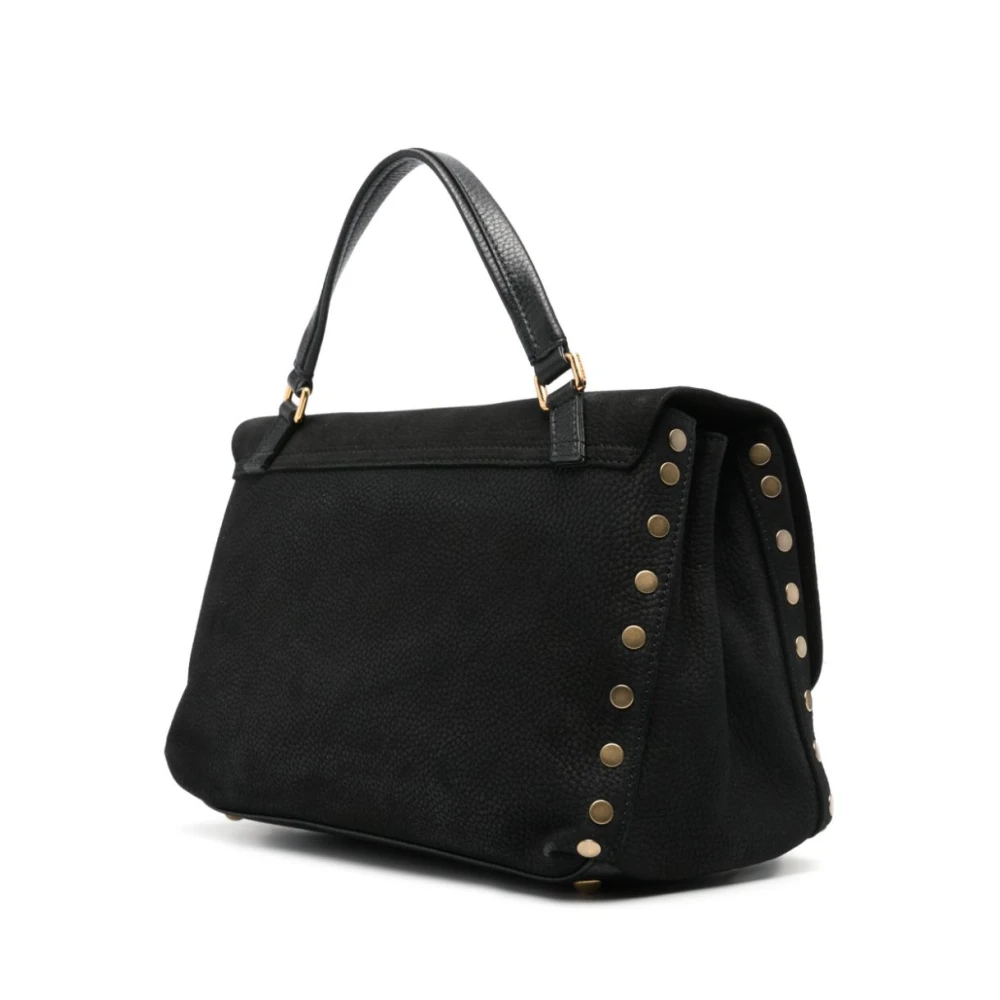 Zanellato Zwarte Nubuck Leren Twist-Lock Tas Black Dames