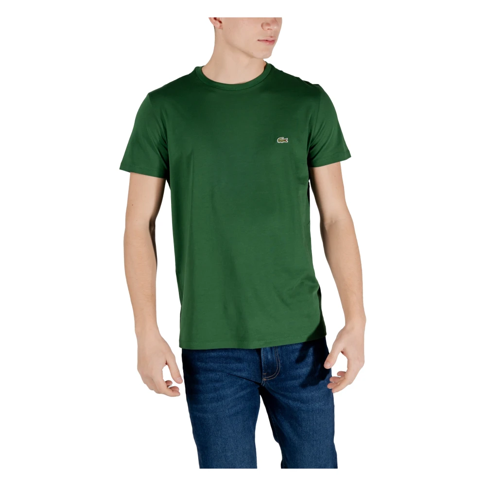 Lacoste Uomo Verde T-Shirt A Girocollo In Cotone Pima -132 Da - Immagine 5