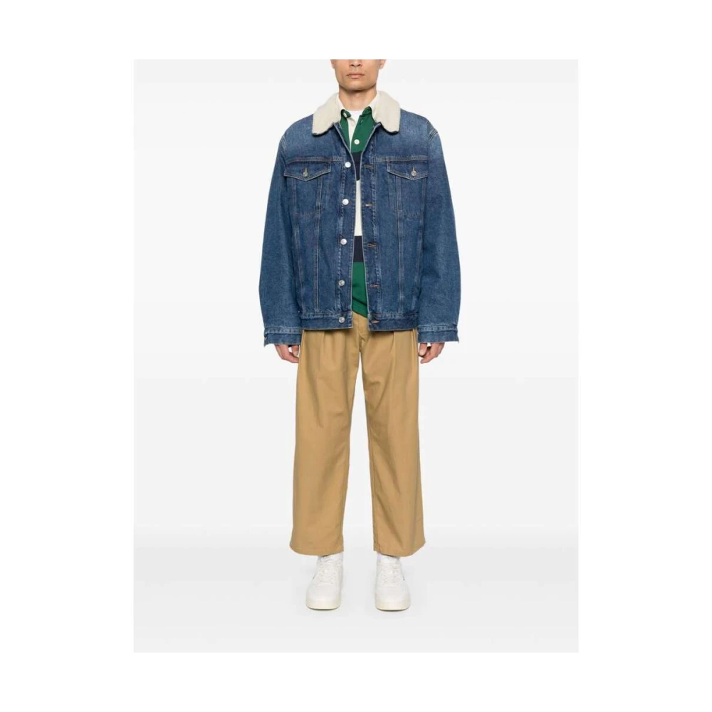 Isabel marant Denimjack met Faux-Shearling Kraag Blue Heren