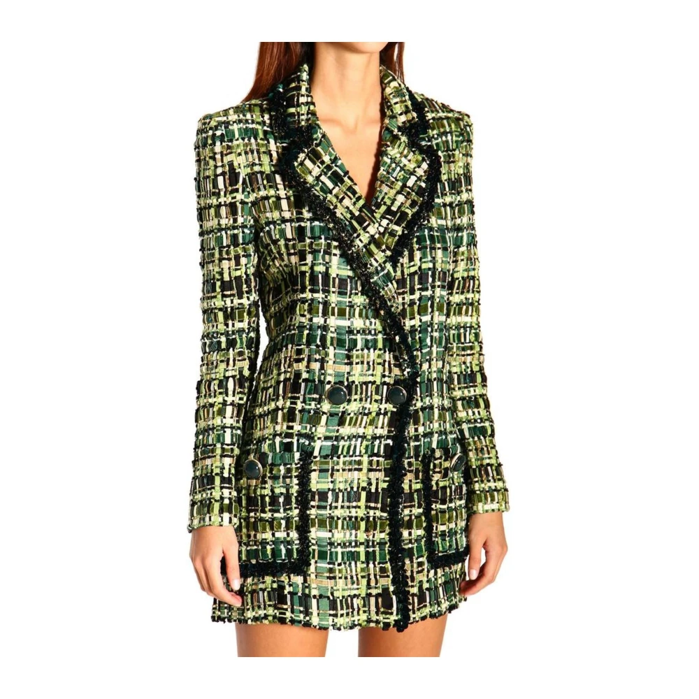 Elisabetta Franchi Elegante groene jas met knopen Green Dames
