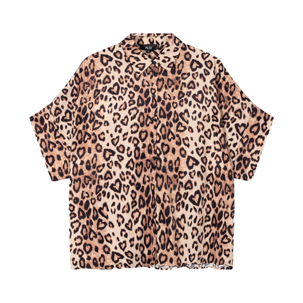 Alix The Label Leopard Boxy Blouse Brown Dames