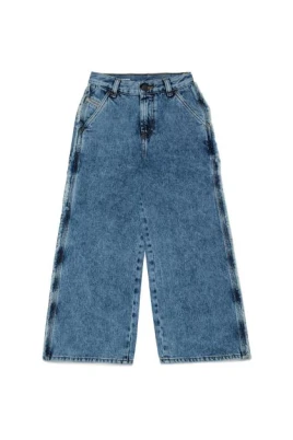 Jeans med vida ben och brodyr