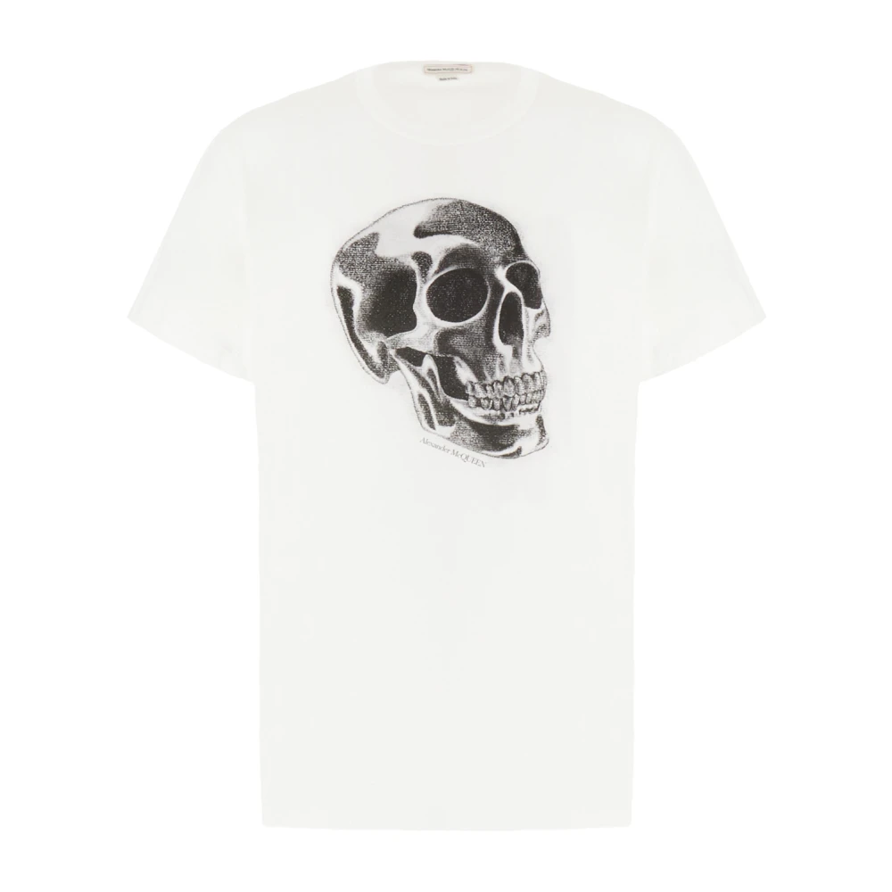 Alexander Mcqueen Men's White T-Shirts, Xl, Casual Cotton T-Shirt