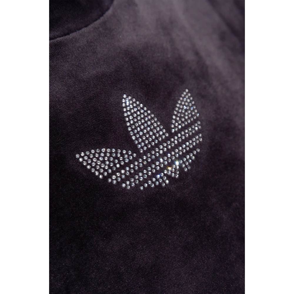 adidas Originals Velours top met opstaande kraag Purple Dames