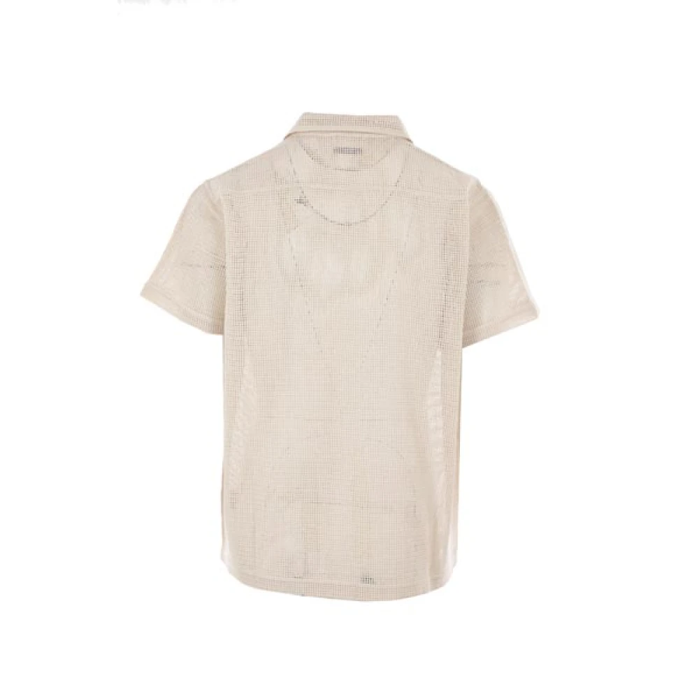 Bode Beige Katoenen Mesh Korte Mouw Shirt Beige Heren