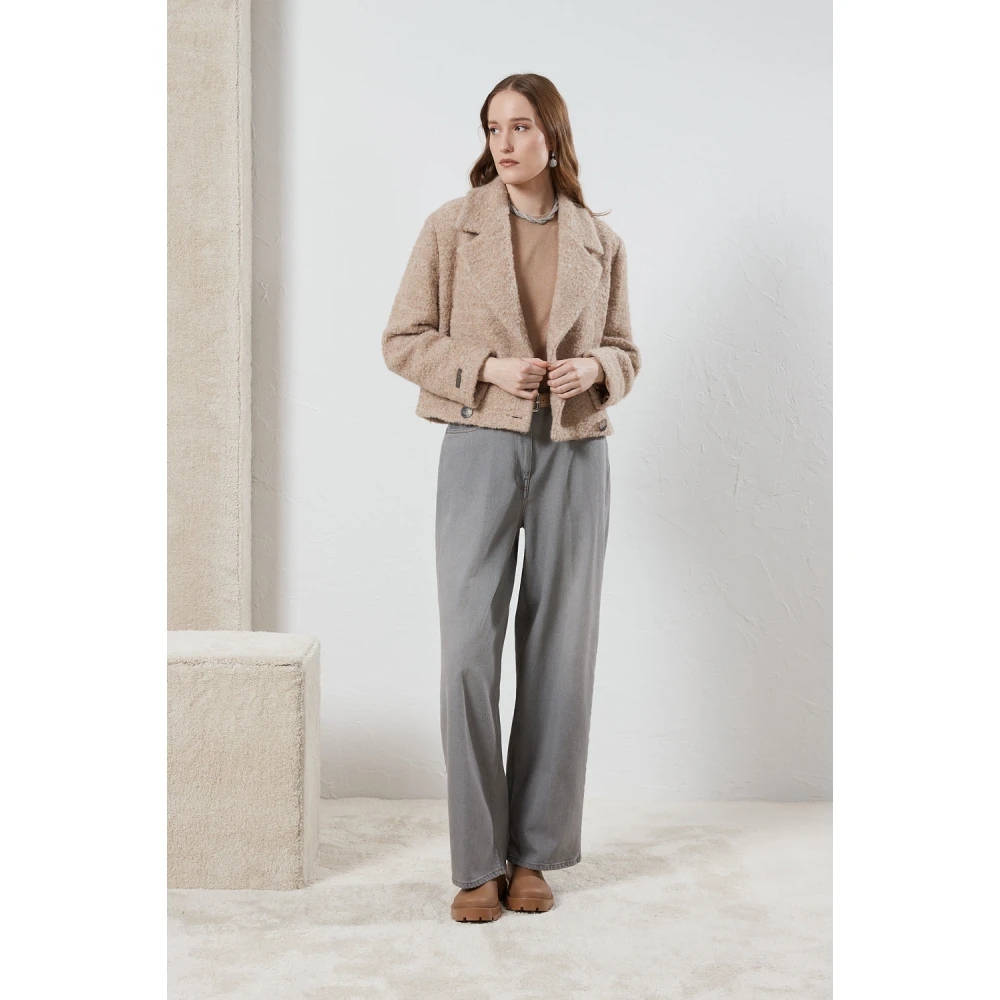 PESERICO Denim baggy oversized broek Gray Dames