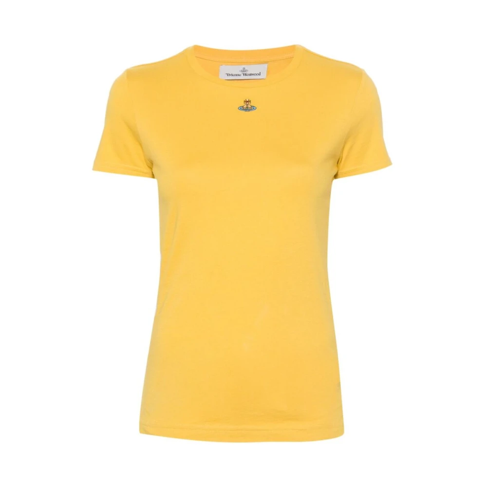 Vivienne Westwood Mosterdgele Katoenen T-shirt met Handtekening Orb Logo Yellow Dames
