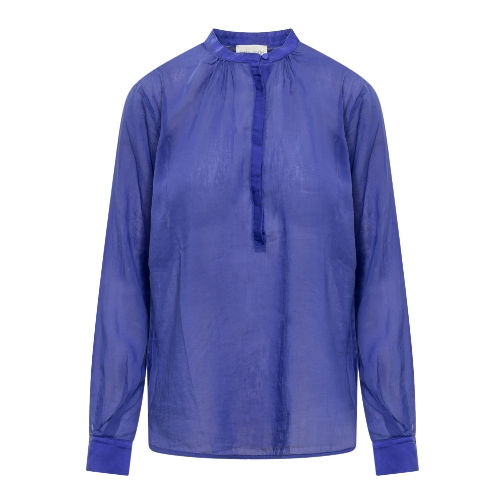 Forte Zijden overhemd met details Blue Dames