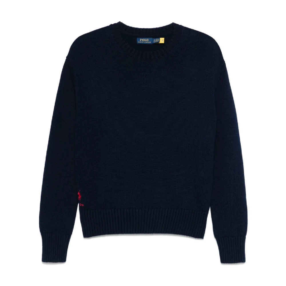 Polo Ralph Lauren Women's Blue Round-Neck Knitwear, M, Long Sleeve Pullover