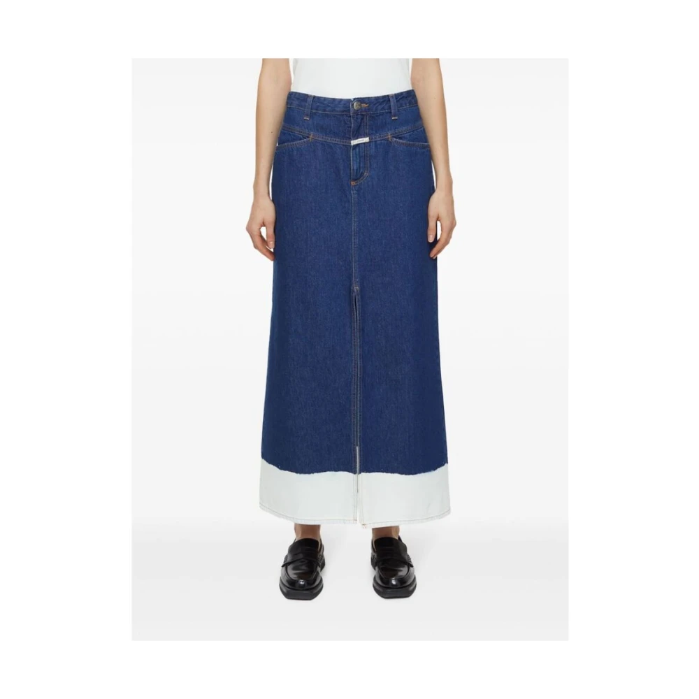 closed Denim Color-Block Rok met Split Blue Dames
