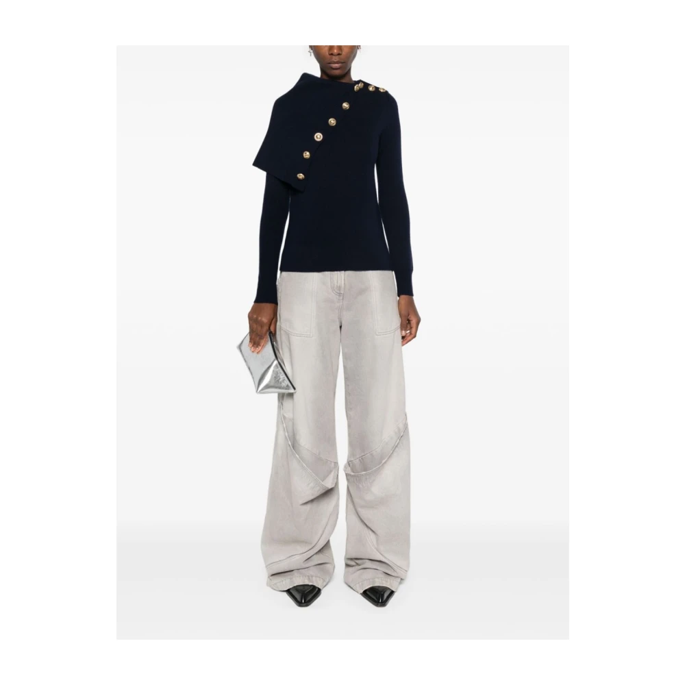 Paco Rabanne Navy Merino Wol Trui Elegant Blue Dames