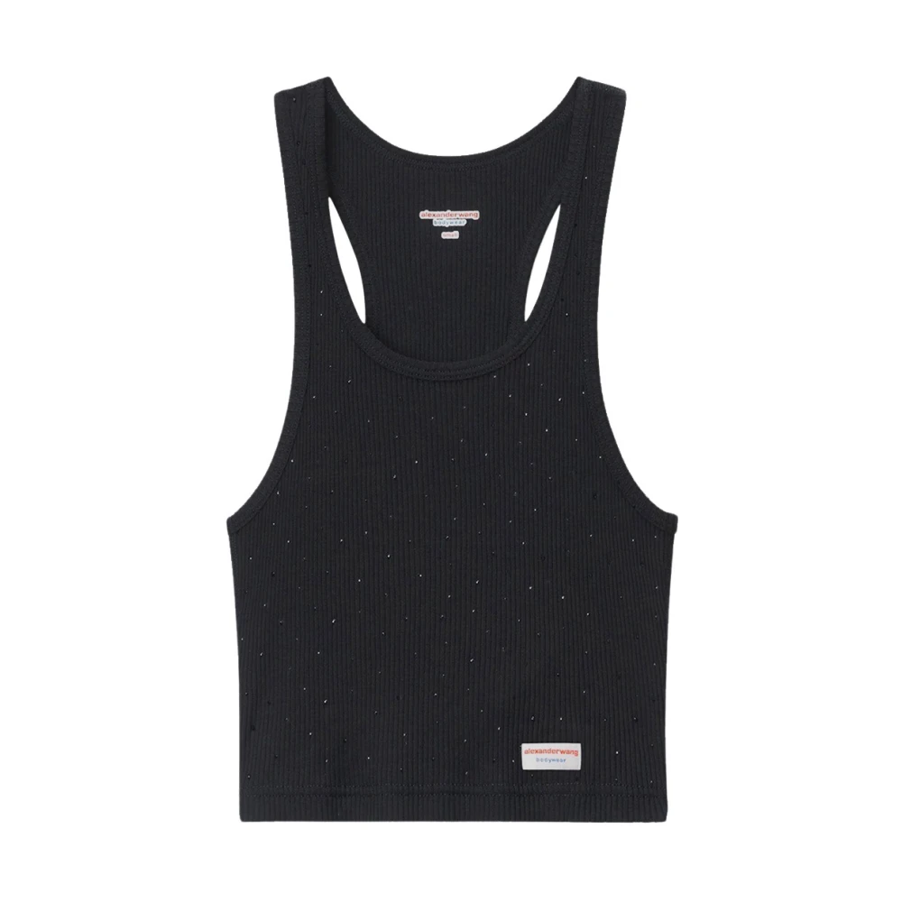 Alexander wang Cropped Racer Tank Katoenen Top Black Dames