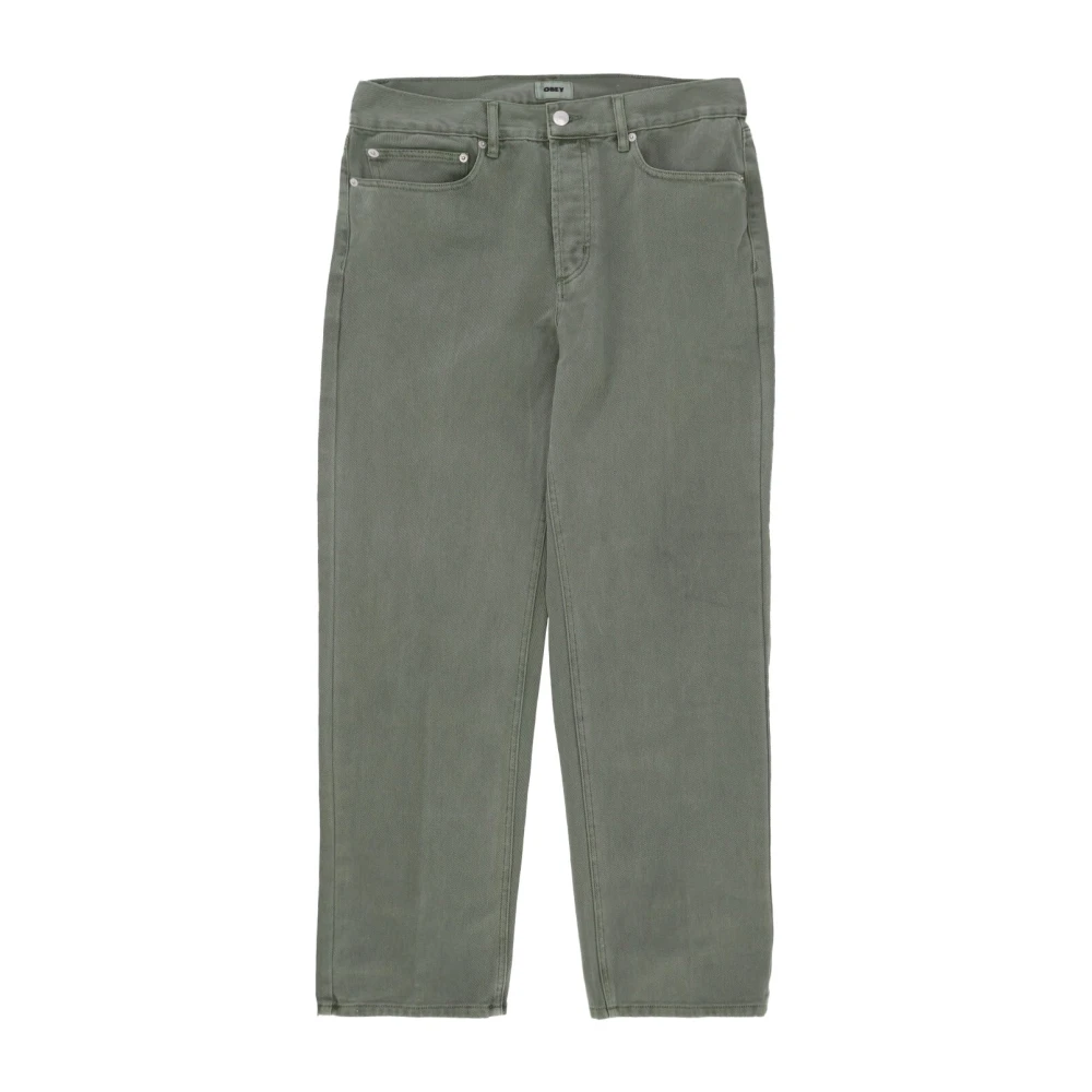 Obey Green Work Denim Trousers With Logo Closure - Male - Loose Fit Jeans - W30 - Jeans