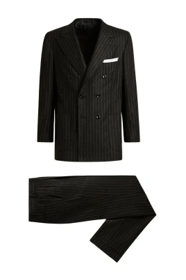 Pinstripe Ull Kashmir Kostym
