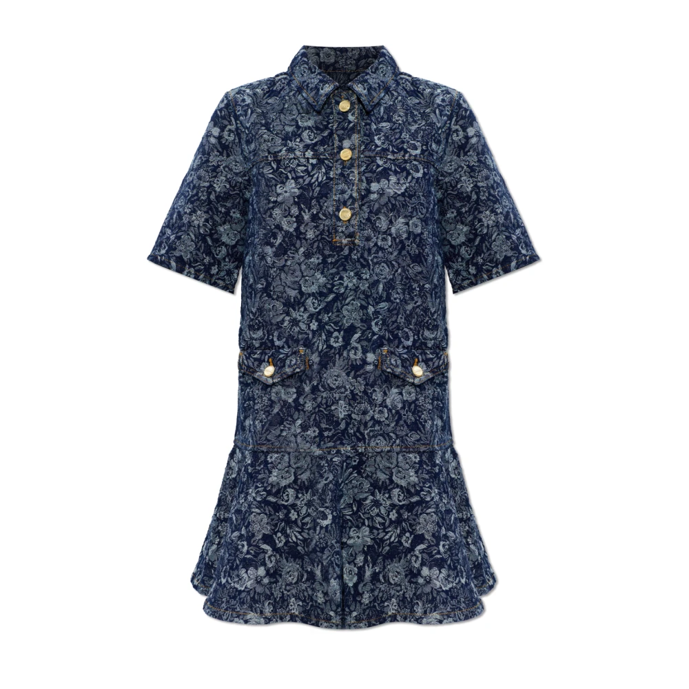 Ganni Women's Blue Short Dresses, L, Denim Dress