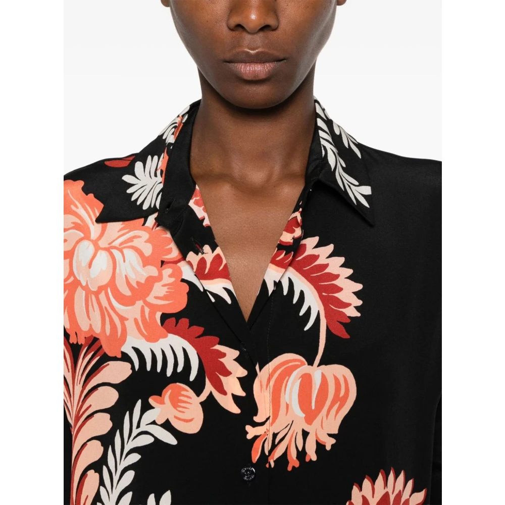 ETRO Bloemenprint Zijden Shirt Zwart Multicolor Dames