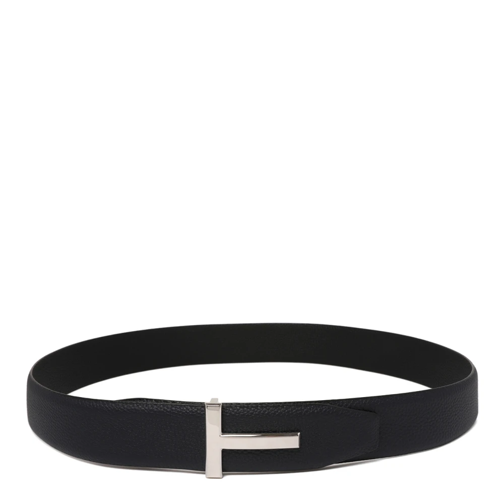 Tom Ford , Belts, Male, Black, 105 Cm, T-Buckle Reversible Leather Belt