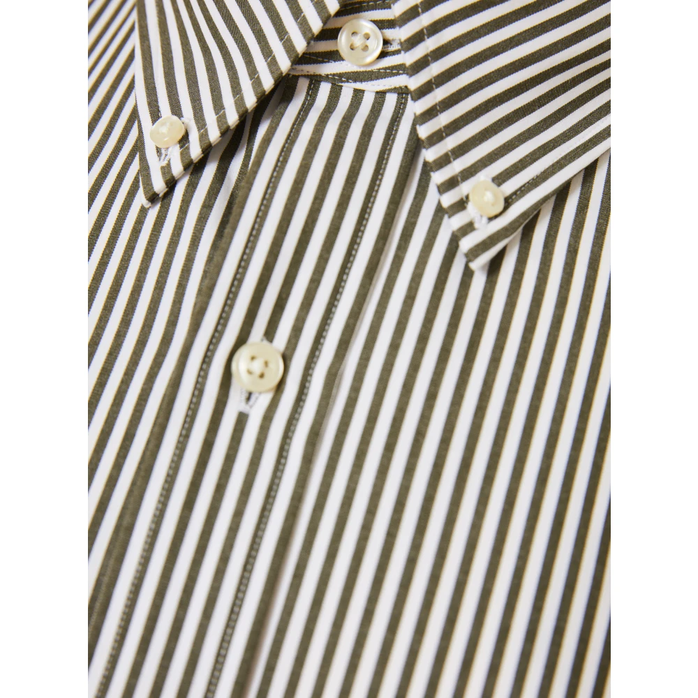 Polo Ralph Lauren Gestreept katoenen overhemd aangepaste pasvorm geborduurd Green Heren