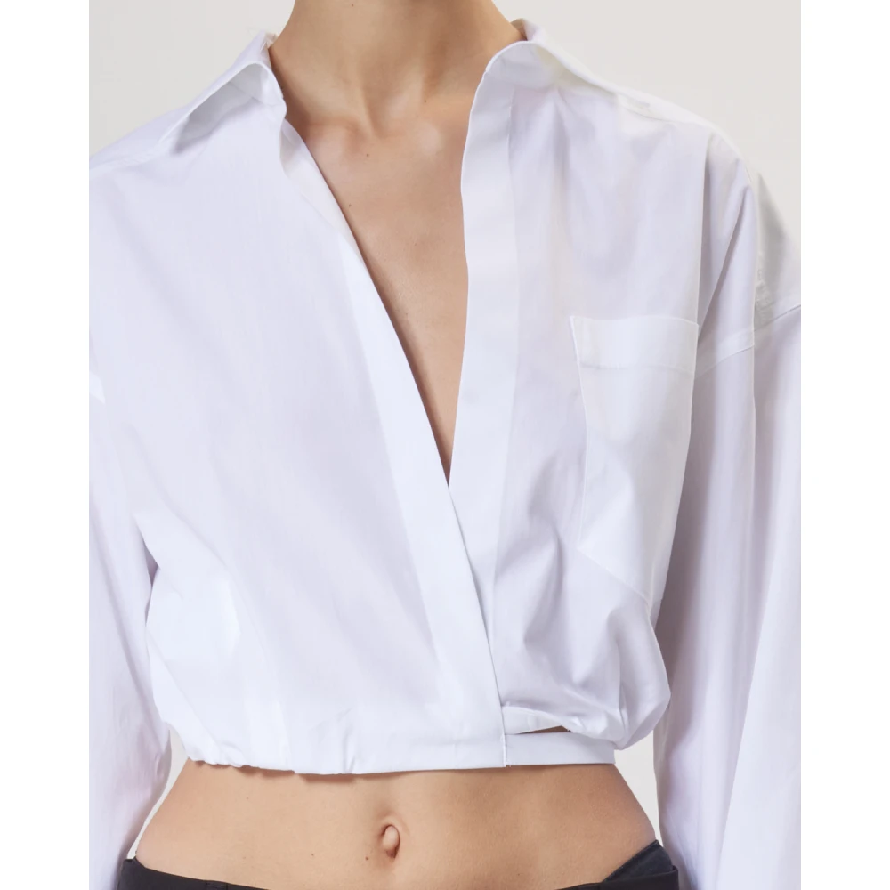 Moschino Witte Cropped Shirt met Elastische Zoom White Dames