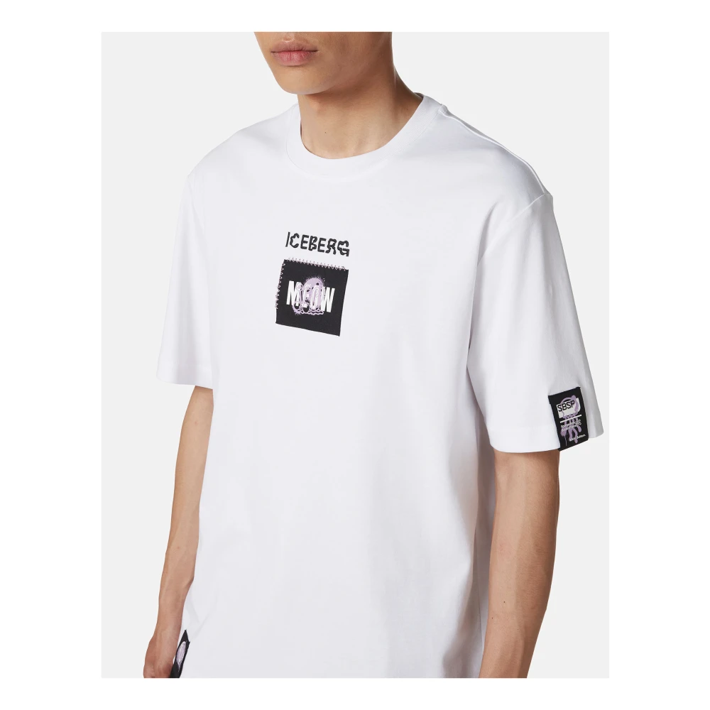Iceberg Wit Regular Fit T-shirt in GOTS-gecertificeerd Interlock White Heren