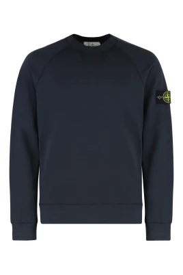 Bomull crew-neck sweatshirt med logo patch