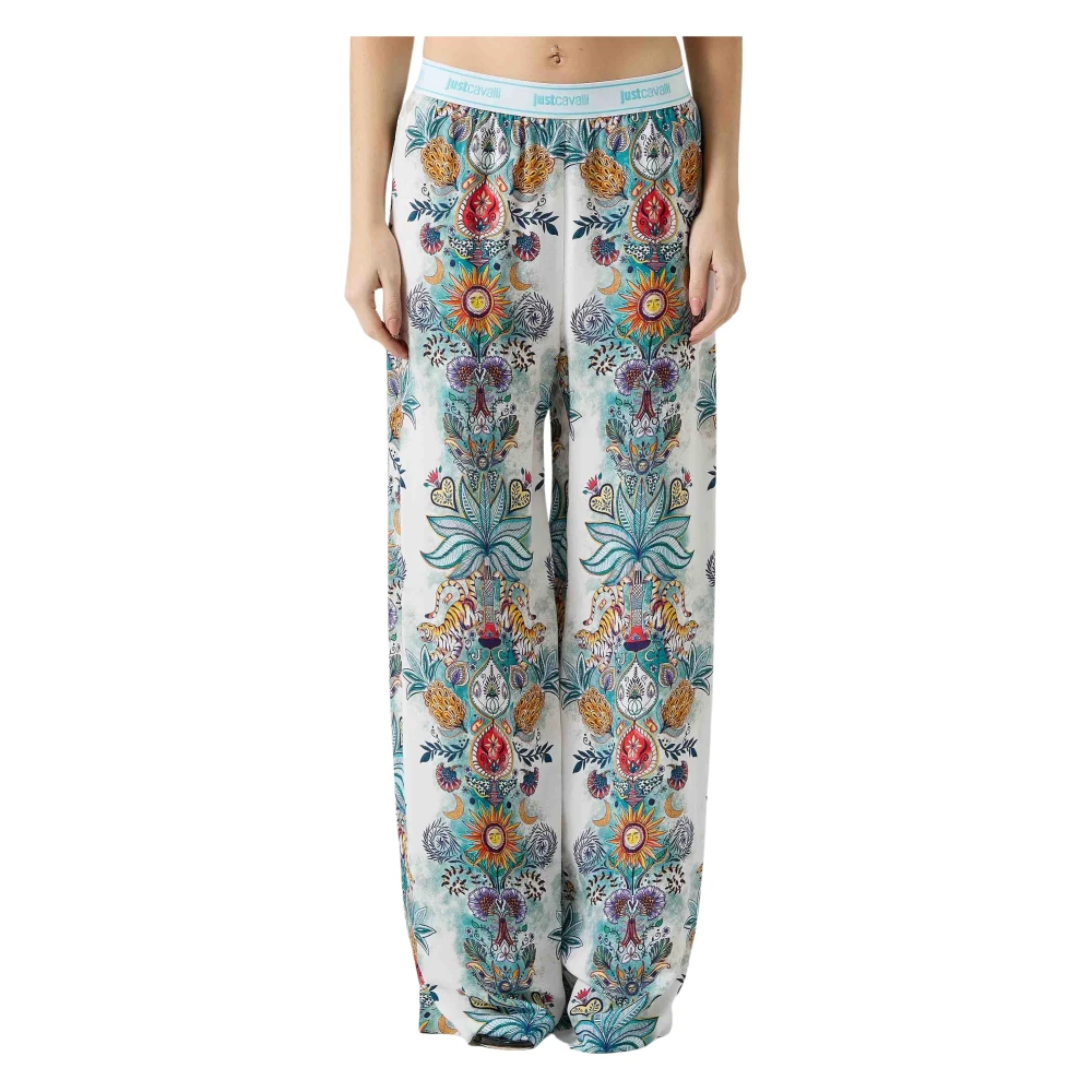 Just Cavalli Women's Multicolor Pantalone Largo A Fantasia - Wide Trousers - Xl - Trousers