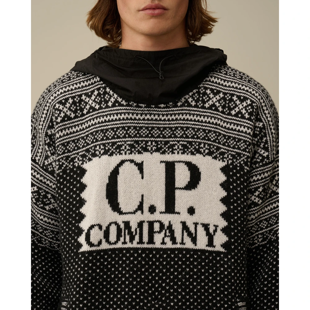 C.P. Company Zwarte Jacquard Hoodie Black Heren